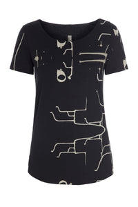 YOGA BLUSE - 96045 - ART PRINT BLACK