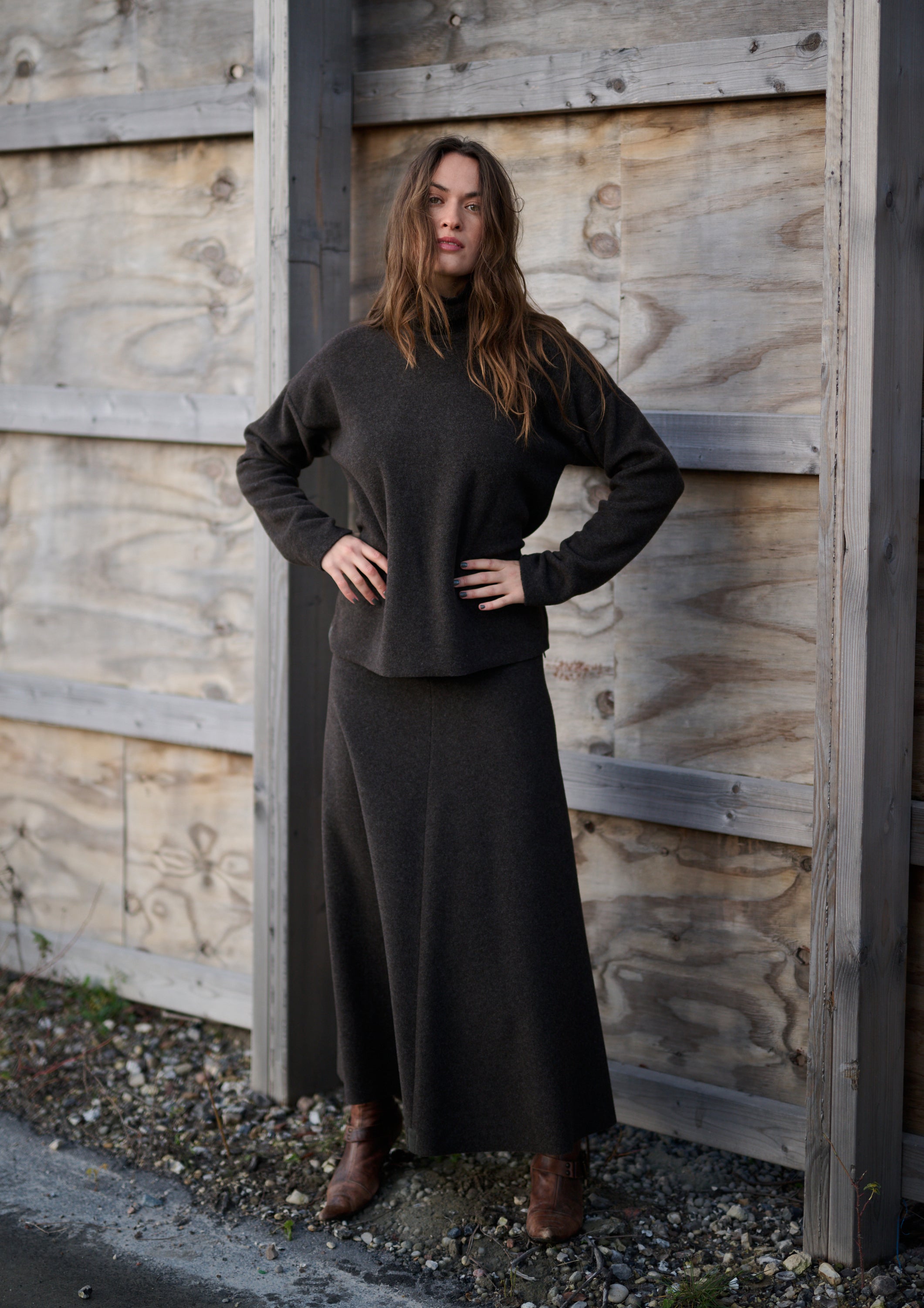HENRIETTE STEFFENSEN COPENHAGEN BLUSE HOHER KRAGEN - 1360 BLUSER CHOKOLATE 844