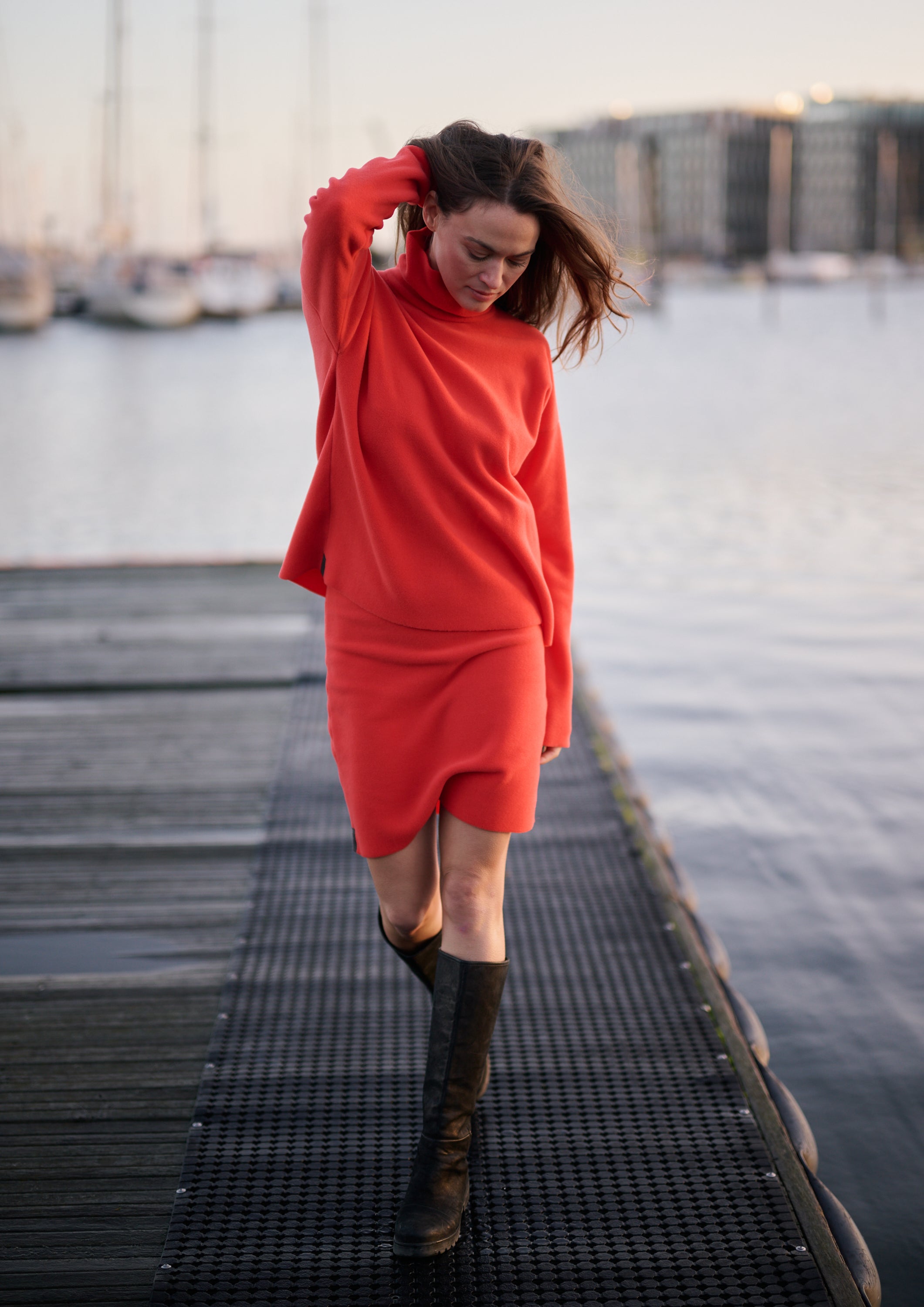 HENRIETTE STEFFENSEN COPENHAGEN BLUSE HOHER KRAGEN - 1360 BLUSER TOMATO 845