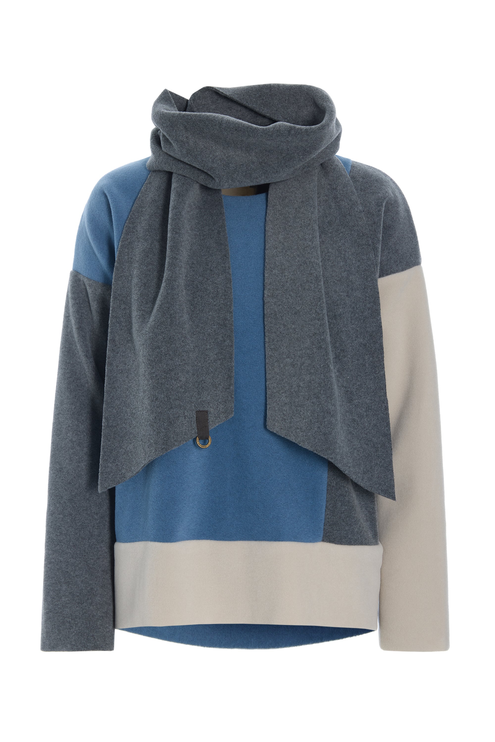 HENRIETTE STEFFENSEN COPENHAGEN BLUSE PATCH MIT SCHAL - 1412 BLUSER DUSTY BLUE/KIT/GREY 119