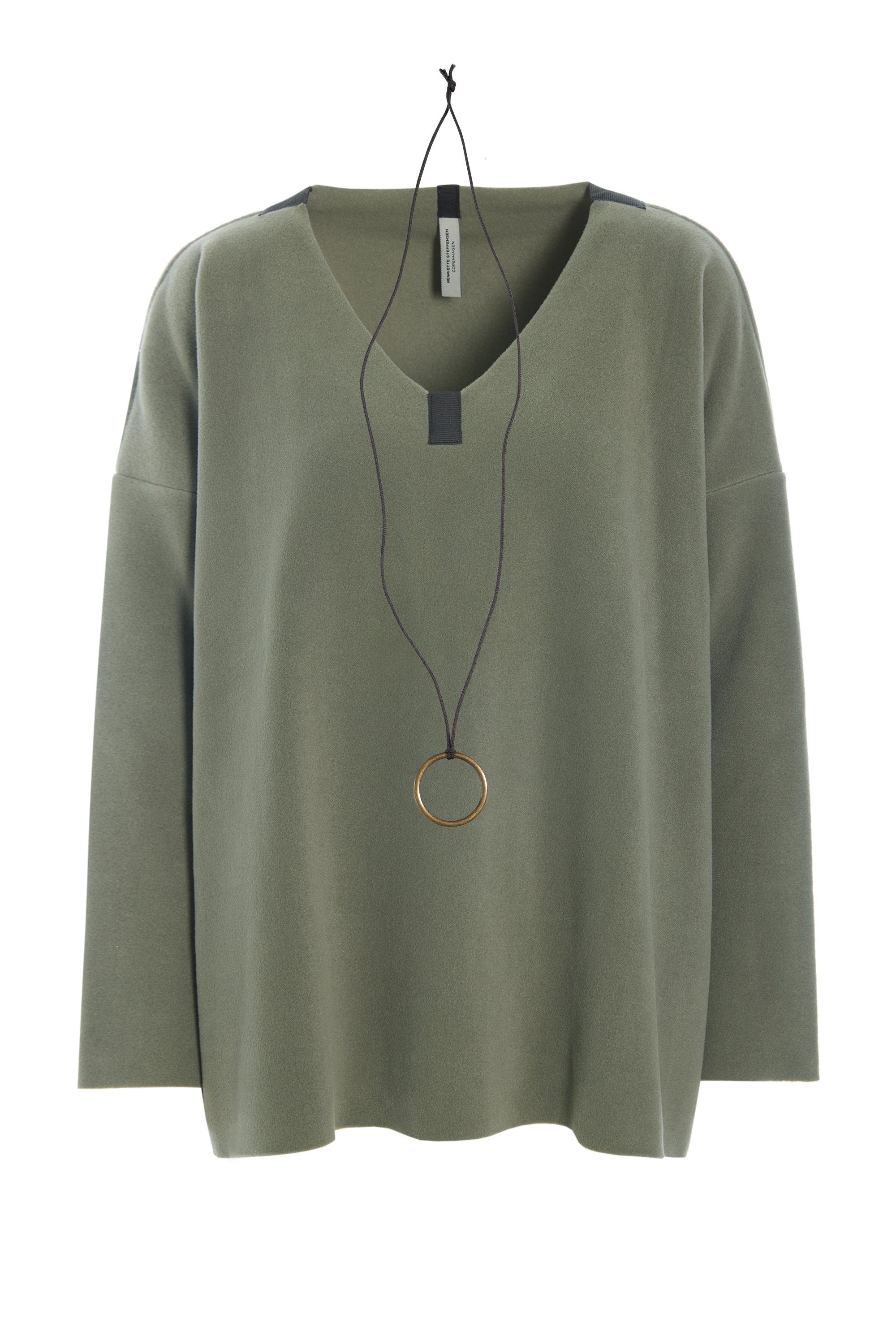 HENRIETTE STEFFENSEN COPENHAGEN BLUSE V-AUSSCHNITT - 1410 BLUSER DUSTY GREEN 609