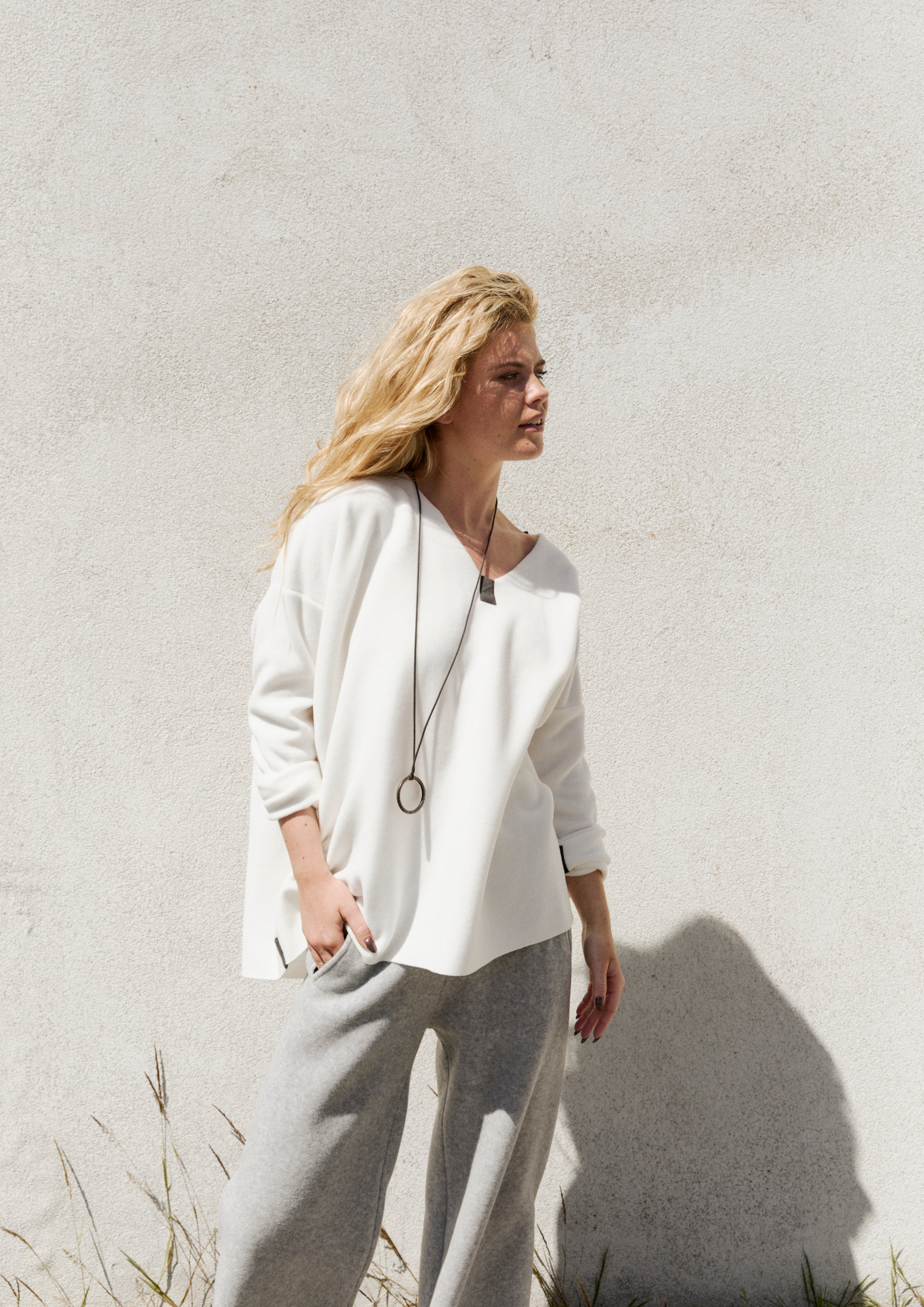 HENRIETTE STEFFENSEN COPENHAGEN BLUSE V-AUSSCHNITT - 1410 BLUSER OFF WHITE 802