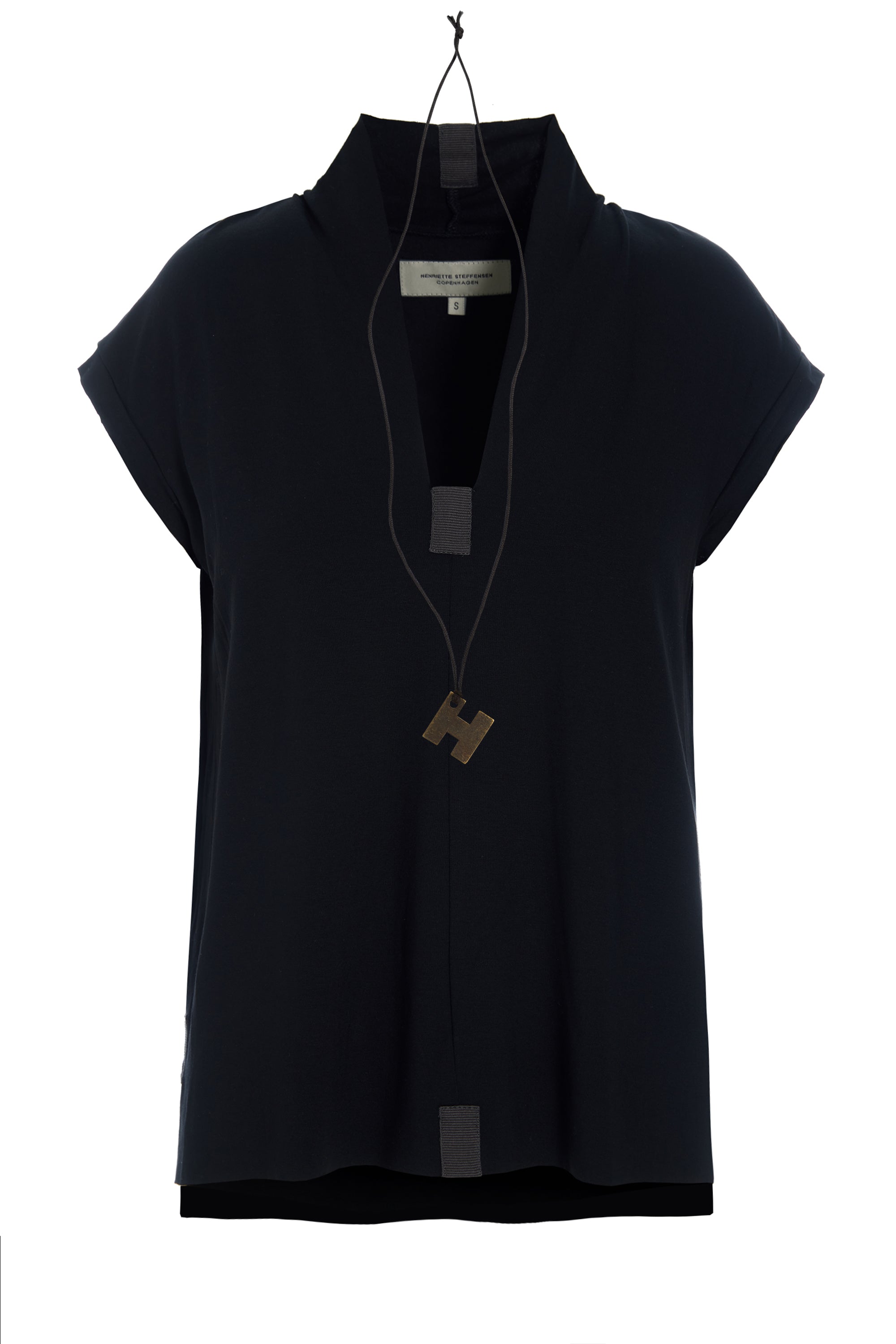 HENRIETTE STEFFENSEN COPENHAGEN BLUSE V-AUSSCHNITT - 96103 T-SHIRTS BLACK 900