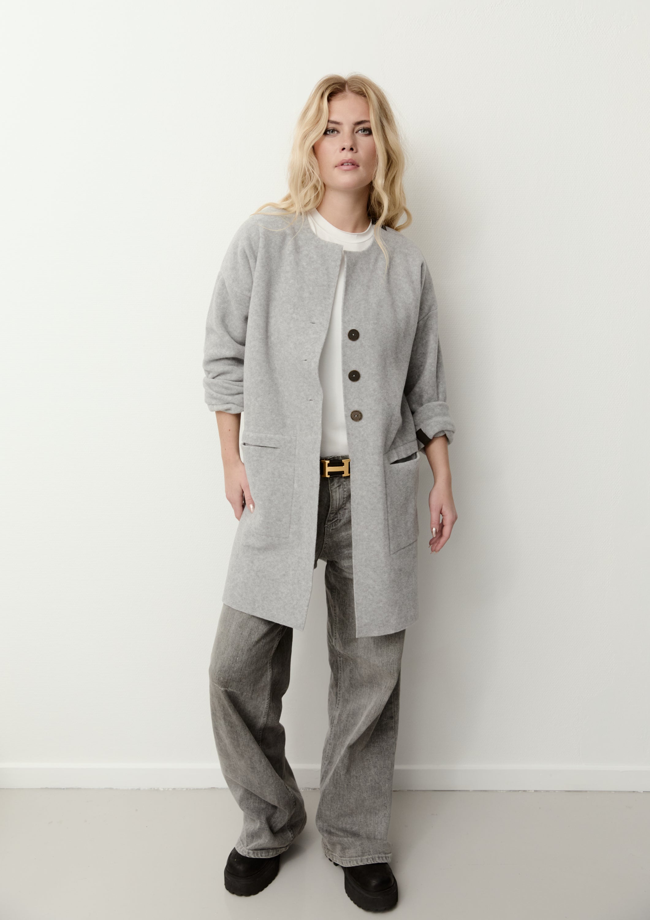 HENRIETTE STEFFENSEN COPENHAGEN CARDIGAN - 7163 CARDIGANS LIGHT GREY 876