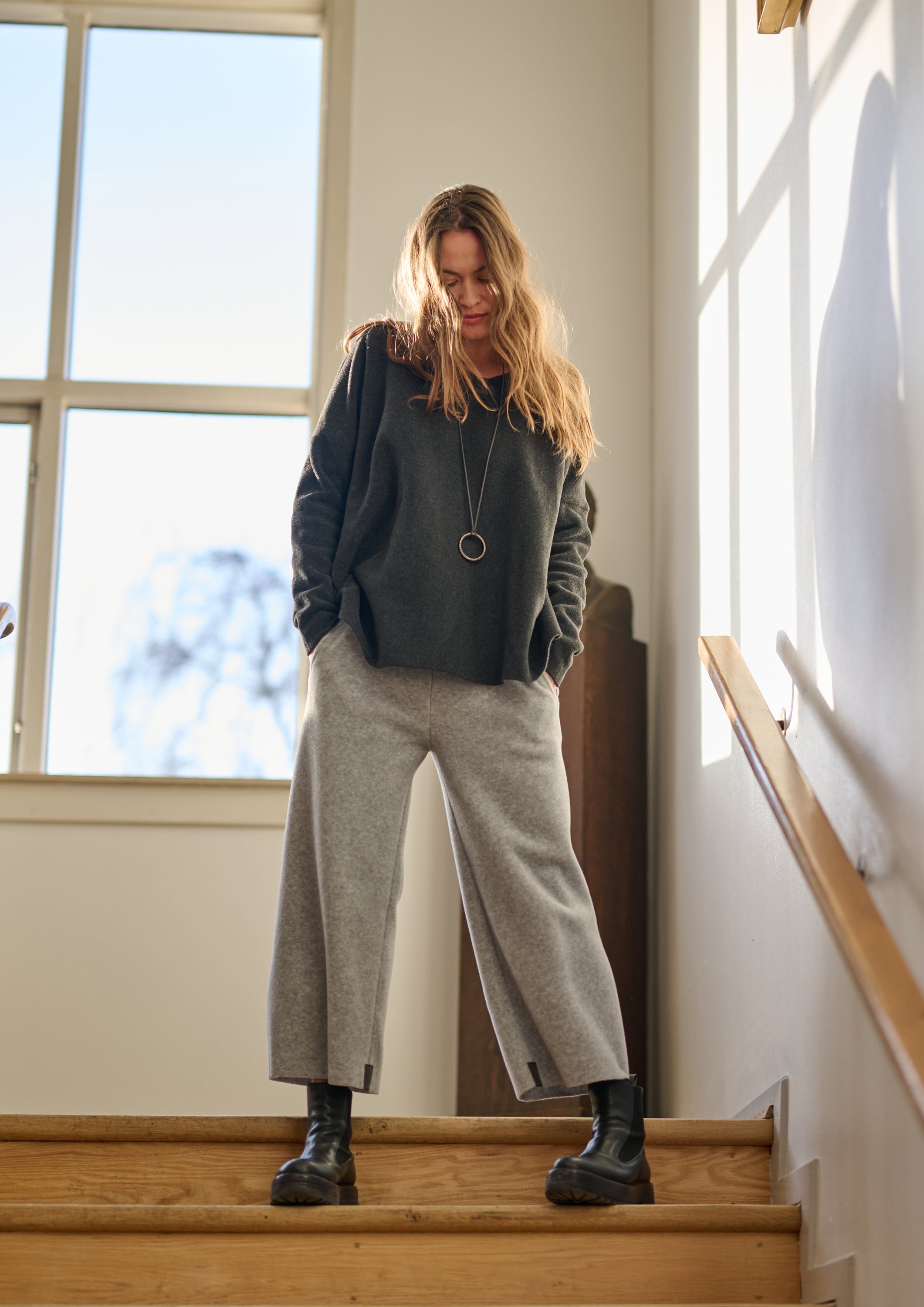 HENRIETTE STEFFENSEN COPENHAGEN FLARE HOSEN 3/4 LÄNGE - 2115 BUKSER LIGTH GREY 876