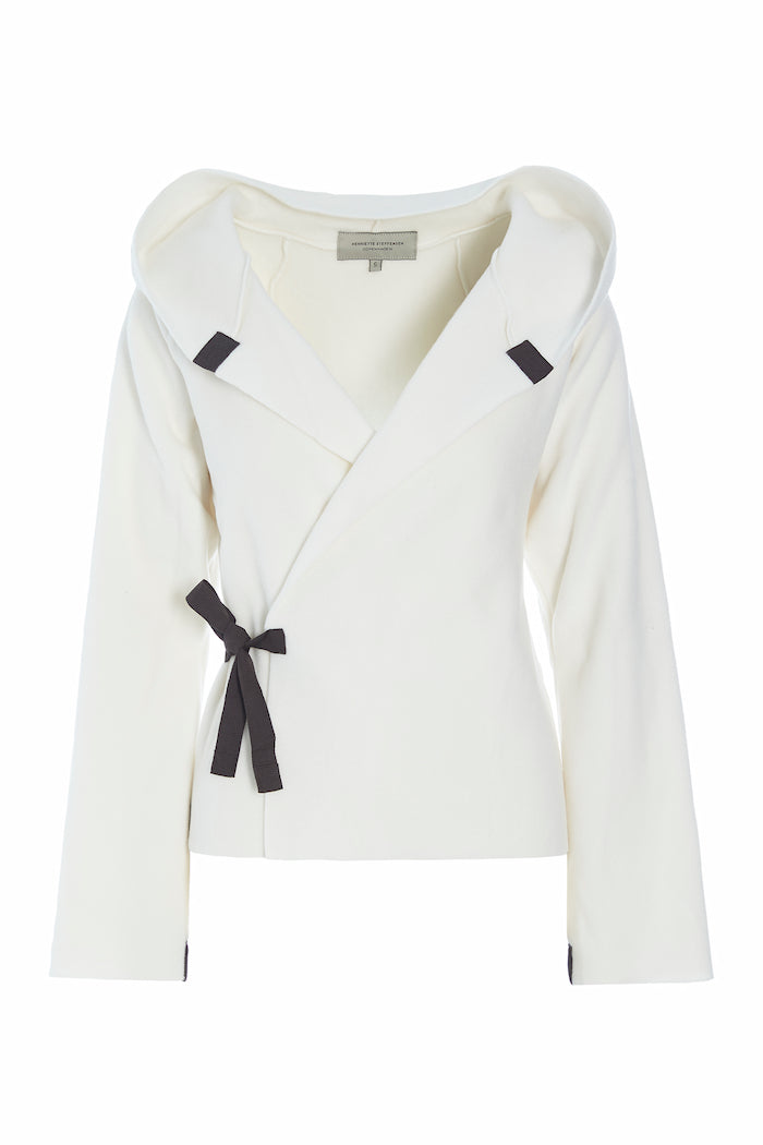 HENRIETTE STEFFENSEN COPENHAGEN KLASSISCHE FLEECE WICKEL CARDIGAN - 1009 CARDIGANS OFF WHITE 802