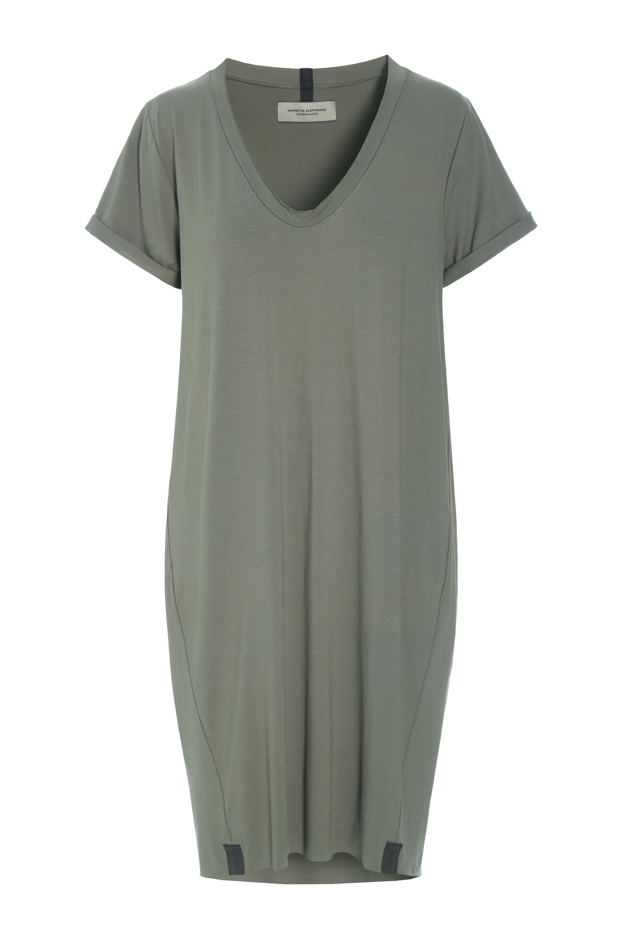 HENRIETTE STEFFENSEN COPENHAGEN KLEID V-NECK - 98049 KJOLER DUSTY GREEN 609