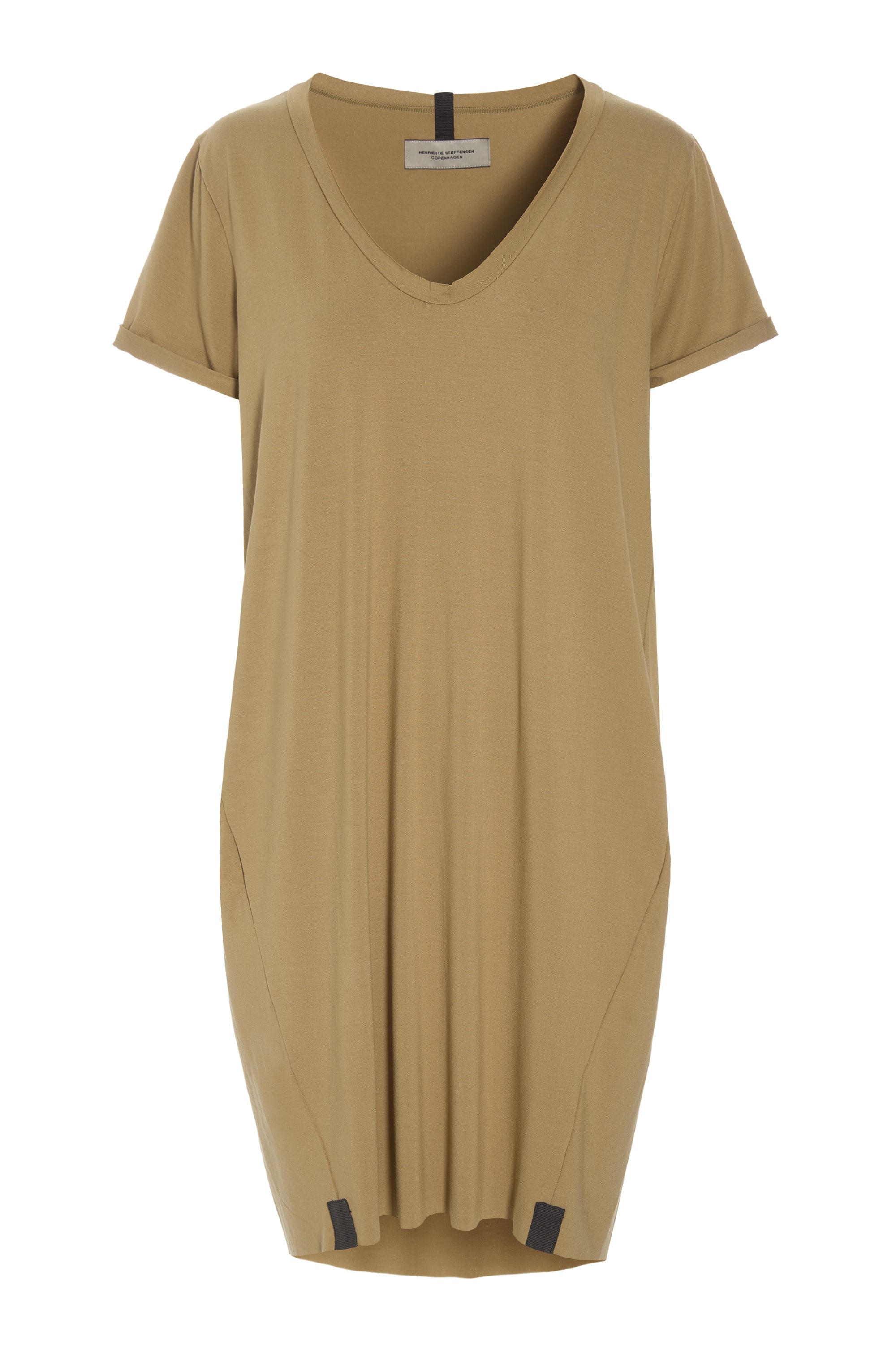 HENRIETTE STEFFENSEN COPENHAGEN KLEID V-NECK - 98049 KJOLER OLIVE 655