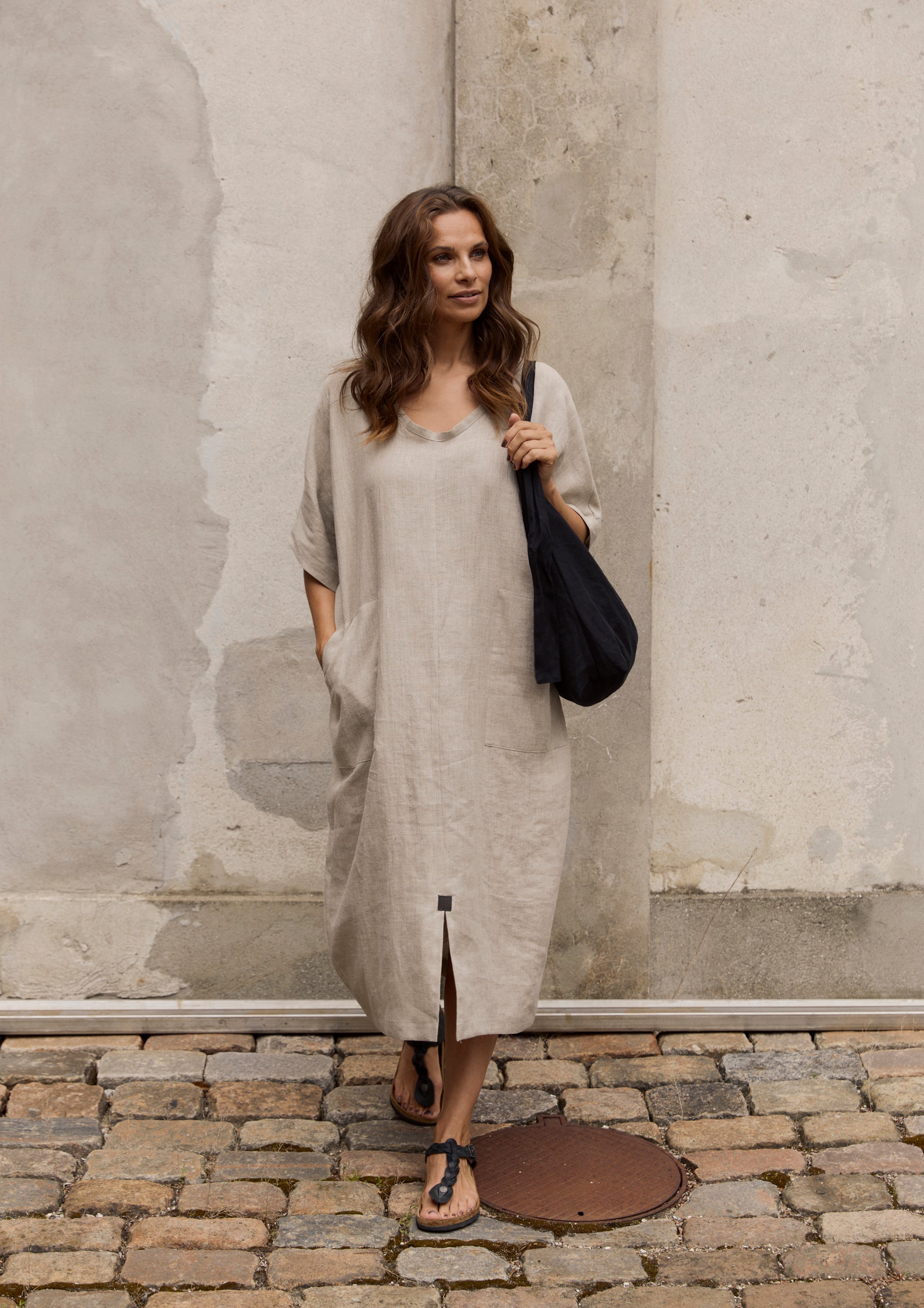 HENRIETTE STEFFENSEN COPENHAGEN LANGE KLEID - 83001 KJOLER NATURE 446