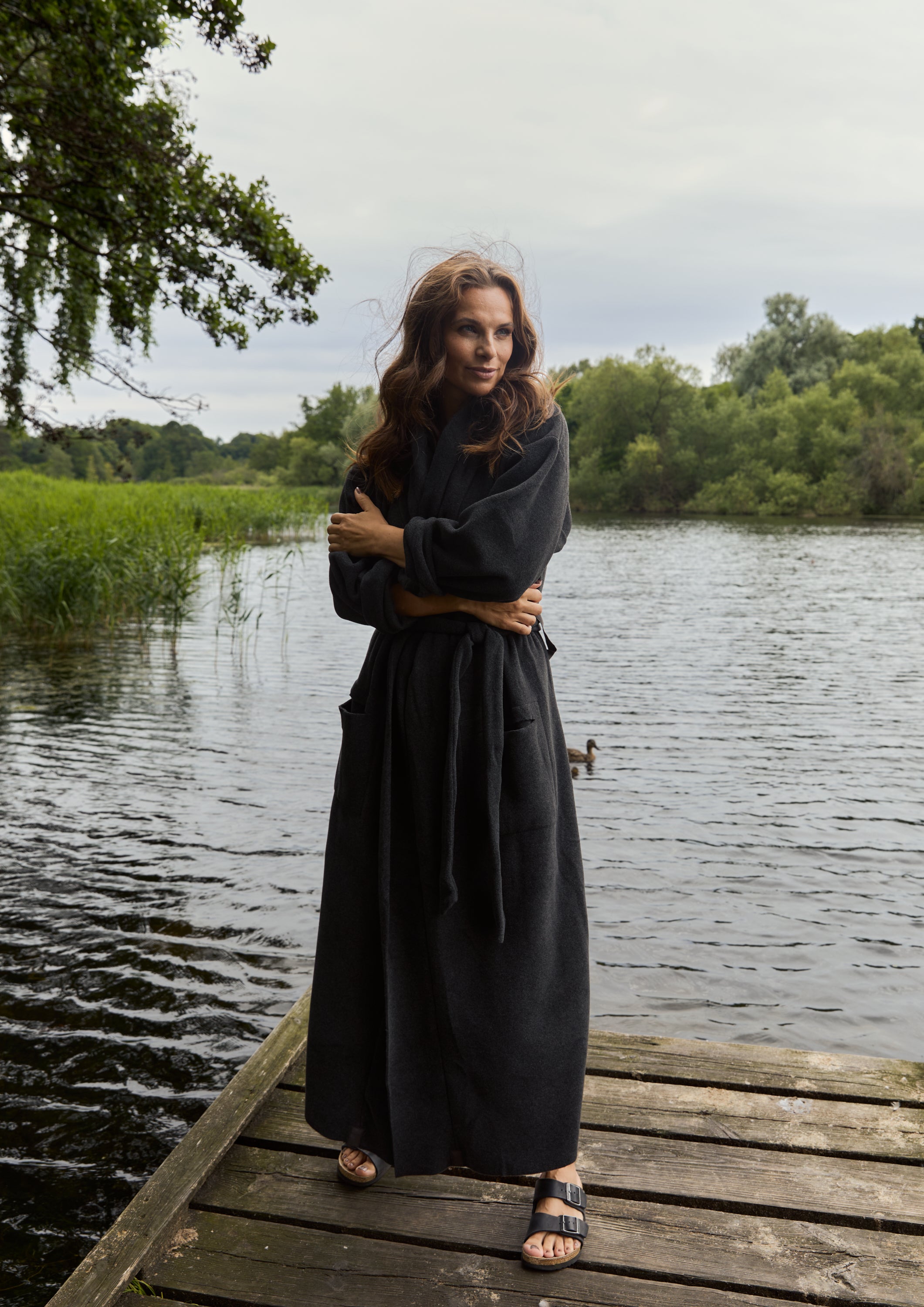 HENRIETTE STEFFENSEN COPENHAGEN MORGENMANTEL DAMEN MAXI - 7128 BATHROBES SOFT BLACK 914