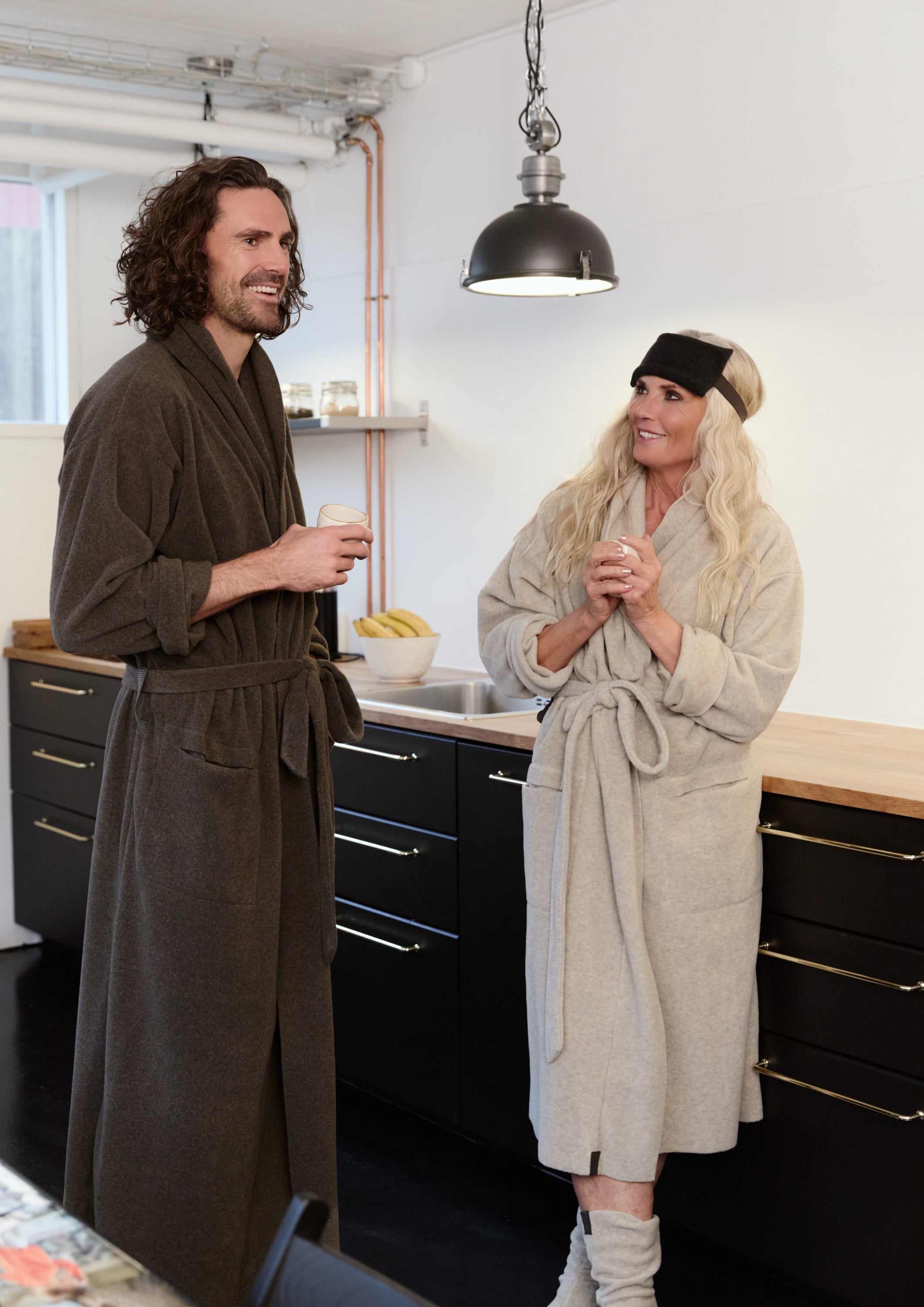 HENRIETTE STEFFENSEN COPENHAGEN MORGENMANTEL FRAUEN - 7128 MIDI BATHROBES SAND 805