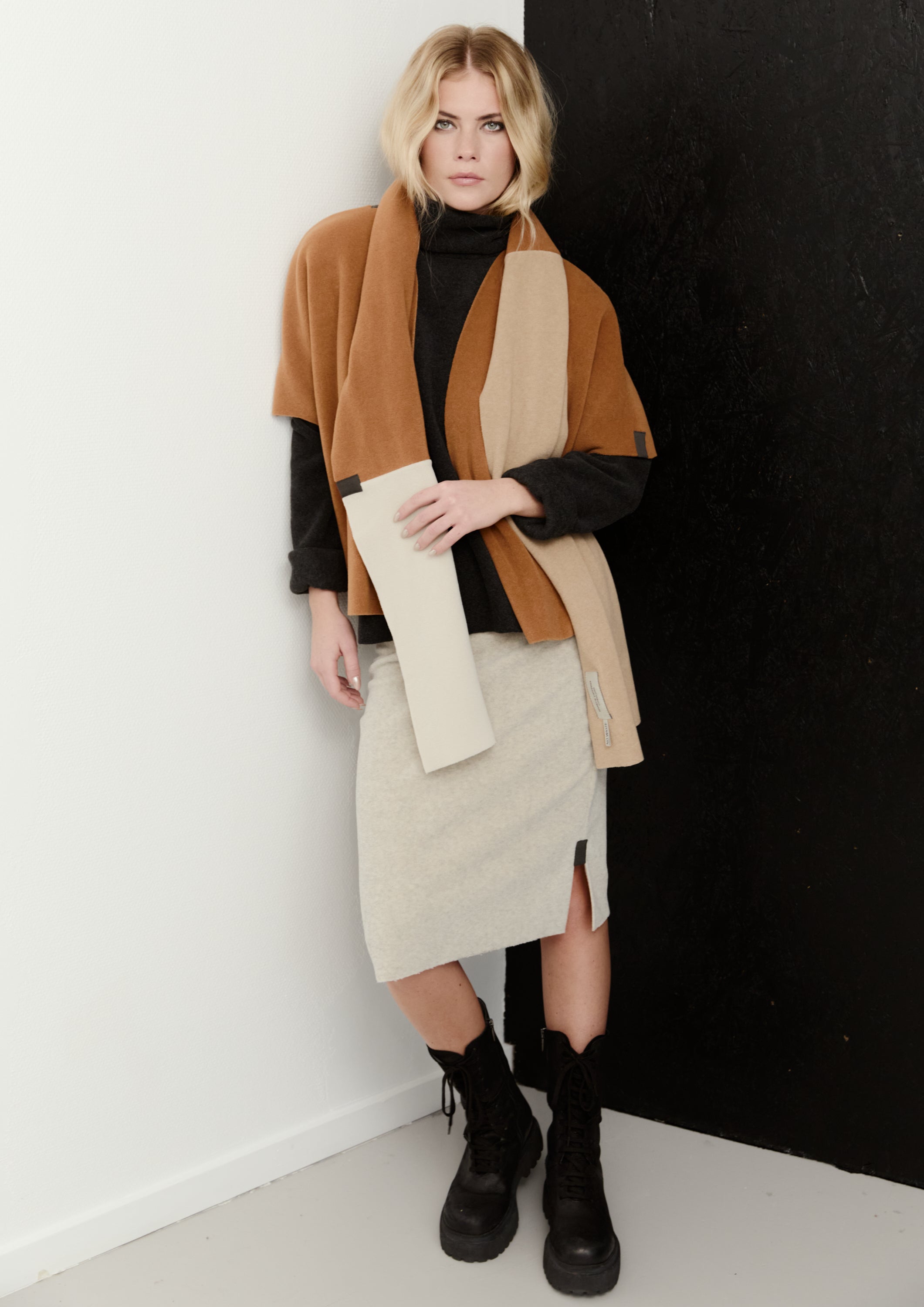 HENRIETTE STEFFENSEN COPENHAGEN NO WASTE SCHAL - 4063NW SCARFS CAMEL/KIT/RUST 442