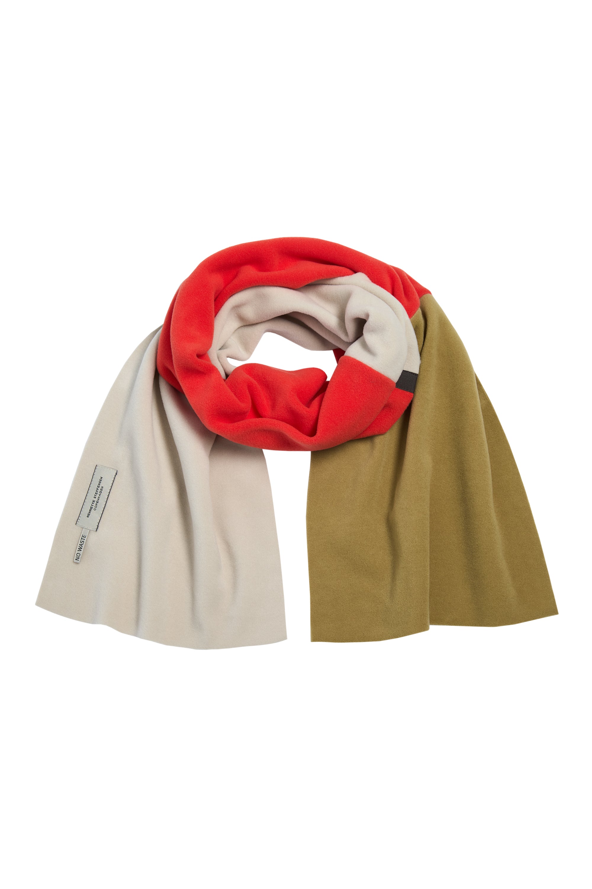 HENRIETTE STEFFENSEN COPENHAGEN NO WASTE SCHAL - 4063NW SCARFS OLIVE/TOMATO/KIT 321