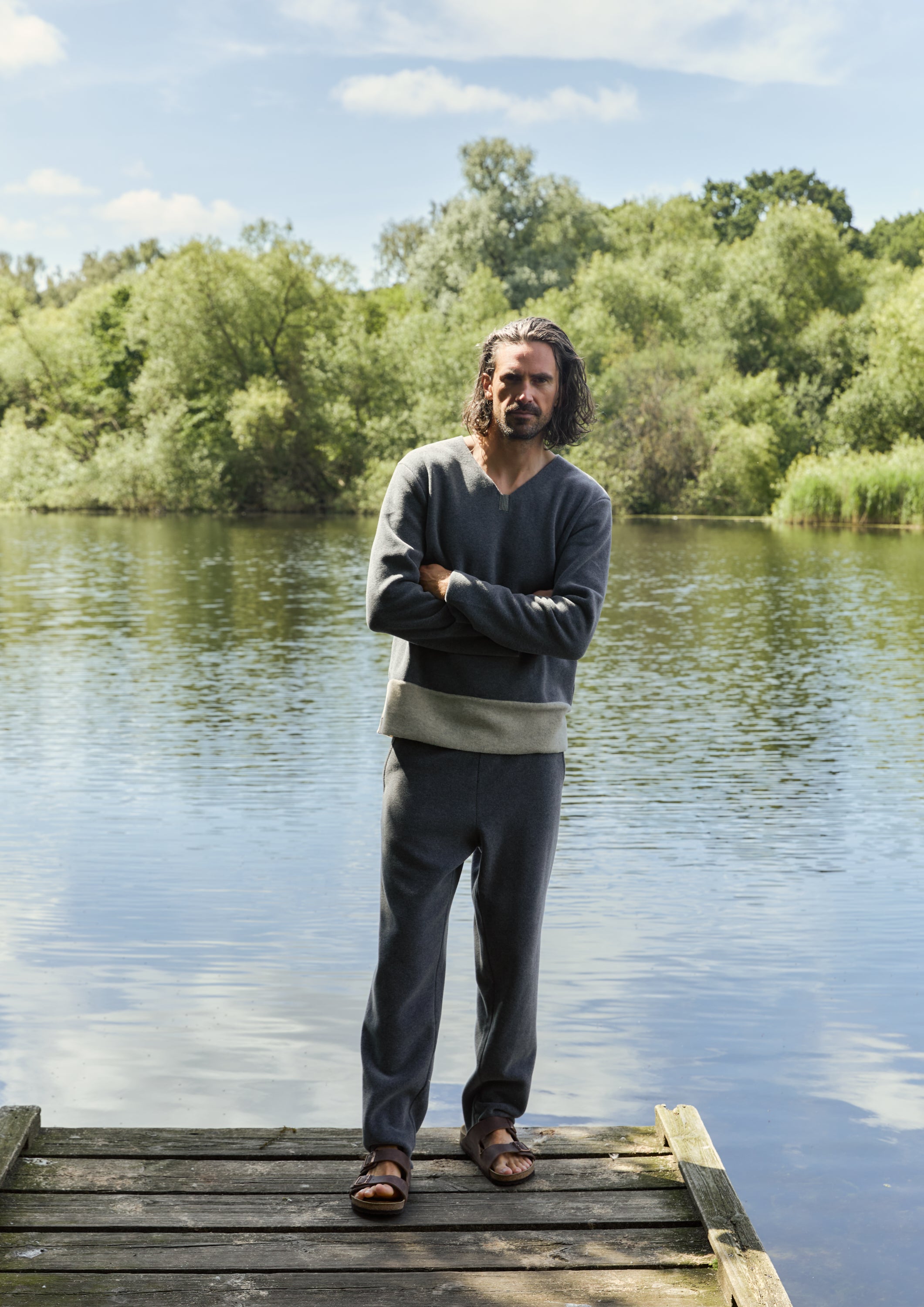 CARL BY STEFFENSEN COPENHAGEN ONE SIZE BLUSE MÂNNER - 1013C BLOUSES & SWEATERS GREY/SAND 940