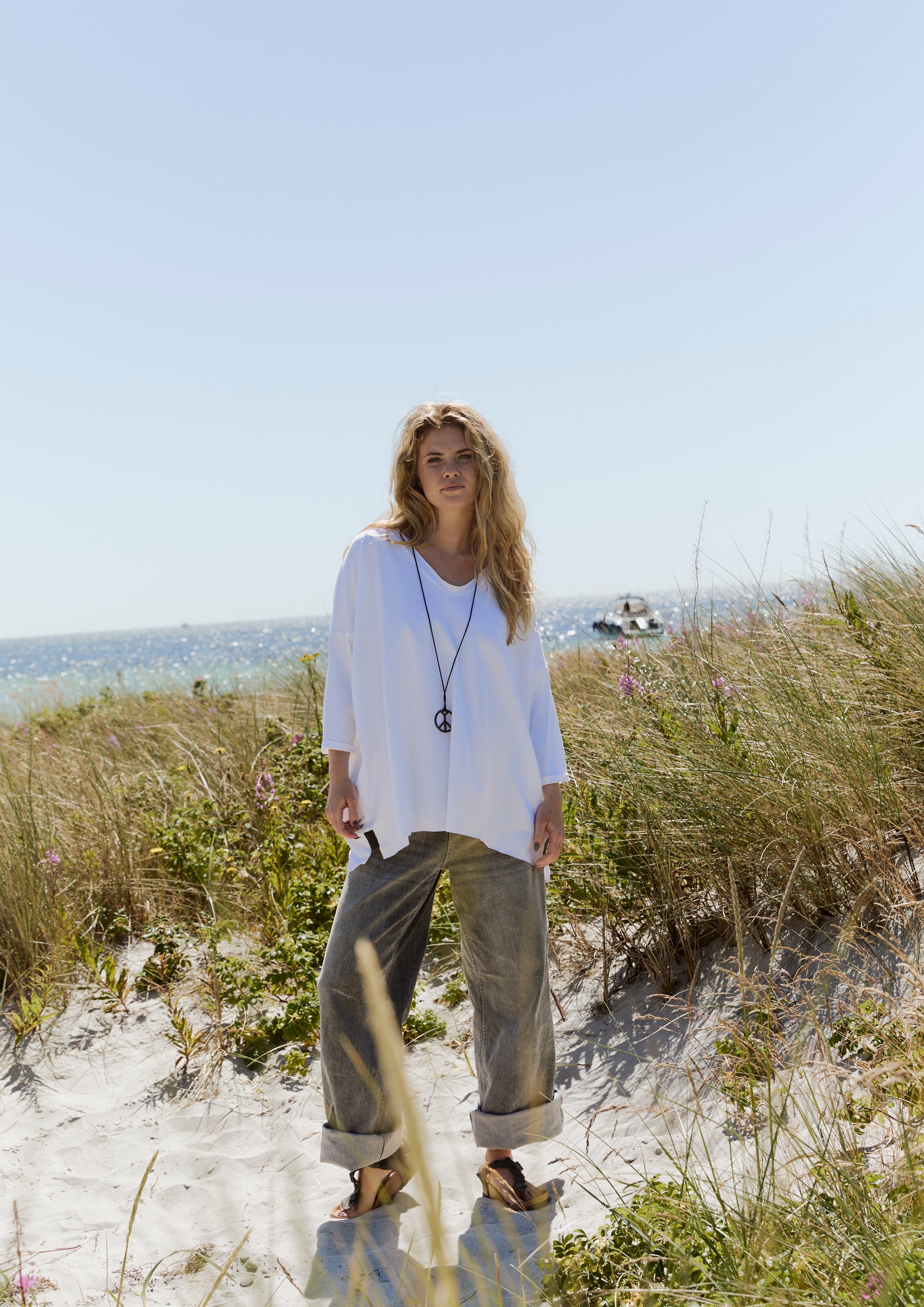 HENRIETTE STEFFENSEN COPENHAGEN OVERSIZED BLUSE V-AUSSCHNITT - 96078 BLUSER WHITE 816