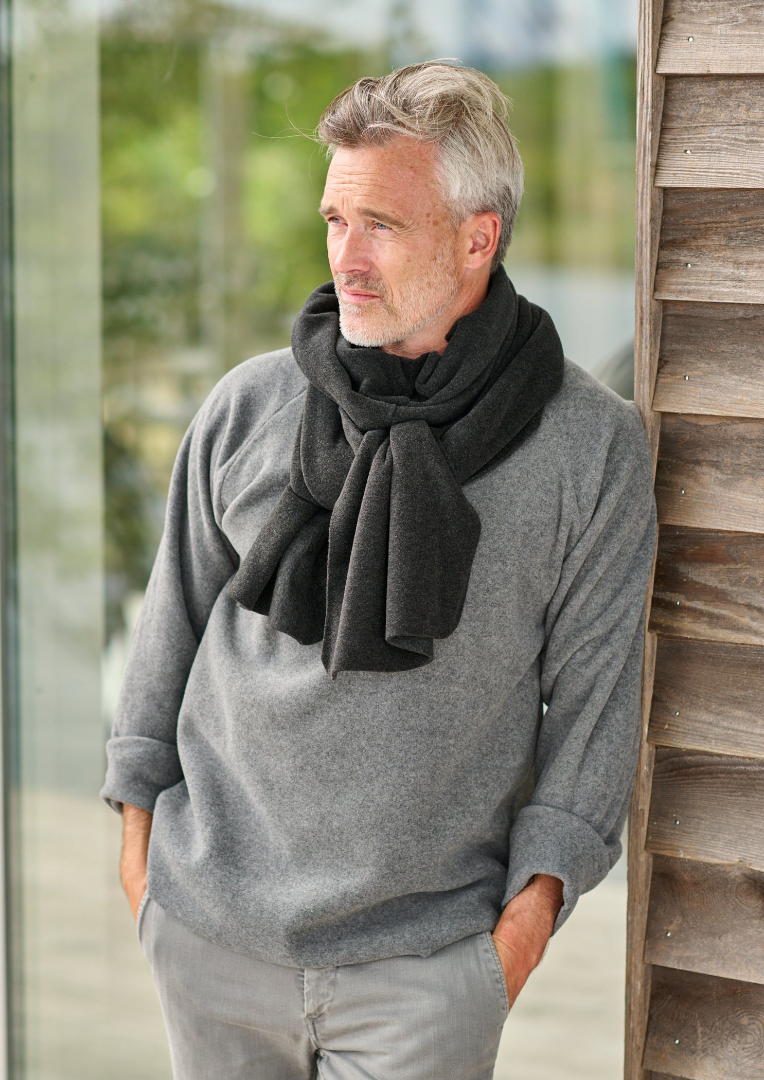 CARL BY STEFFENSEN COPENHAGEN SCHAL AUS WEICHEM FLEECE - 1004C SCARFS SOFT BLACK 914