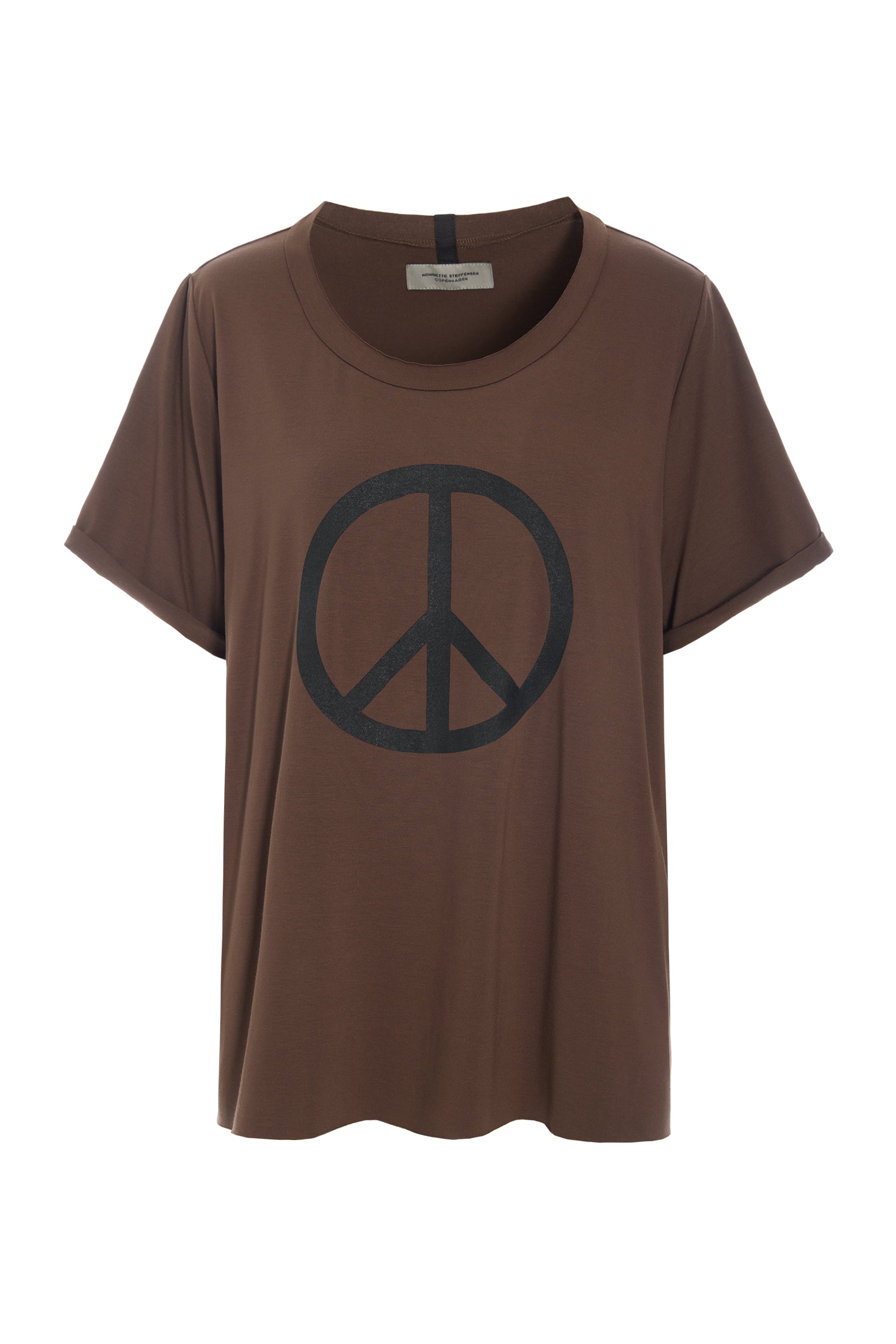 HENRIETTE STEFFENSEN COPENHAGEN TEE PEACE PRINT - 96066 T-SHIRTS CHOCOLATE 844
