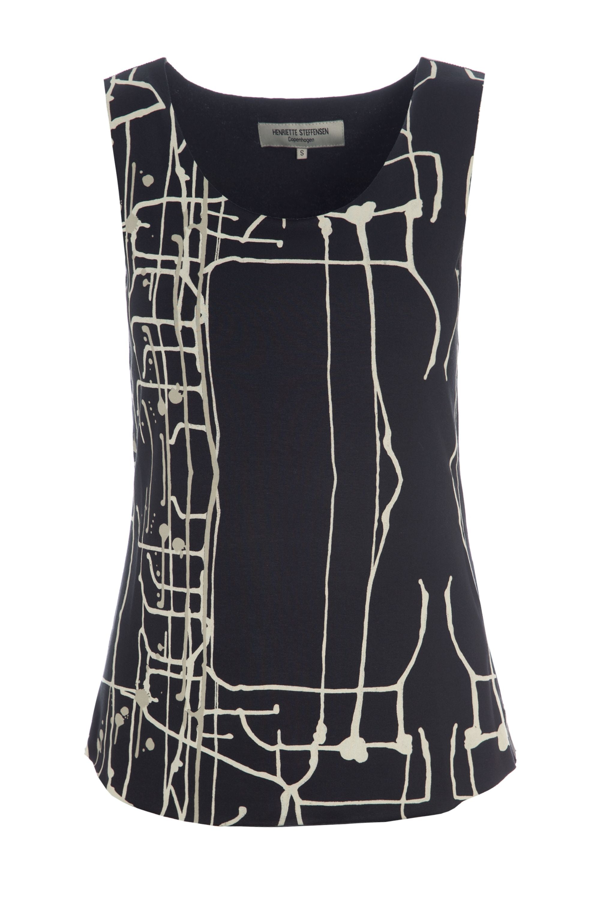 HENRIETTE STEFFENSEN COPENHAGEN YOGA TOP - 96041 BLUSER jersey YOGA ART PRINT BLACK 100