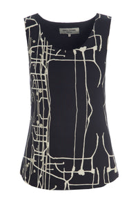 YOGA TOP - 96041 - ART PRINT BLACK