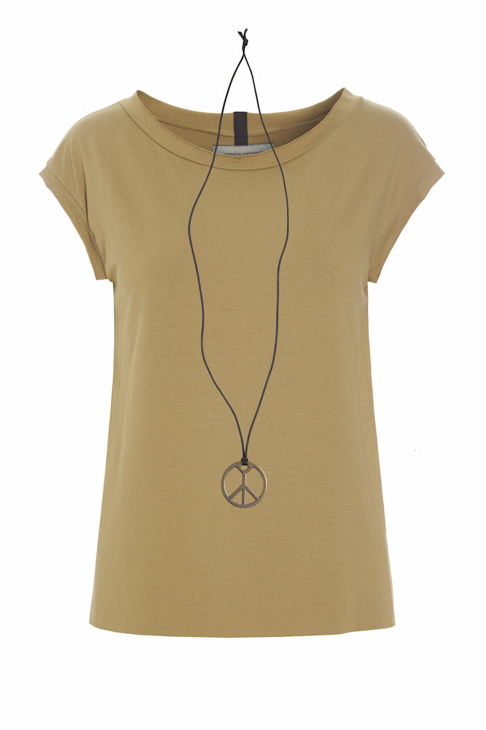 HENRIETTE STEFFENSEN COPENHAGEN TOP MIT HALSKETTE - 96080 T-SHIRTS OLIVE 655