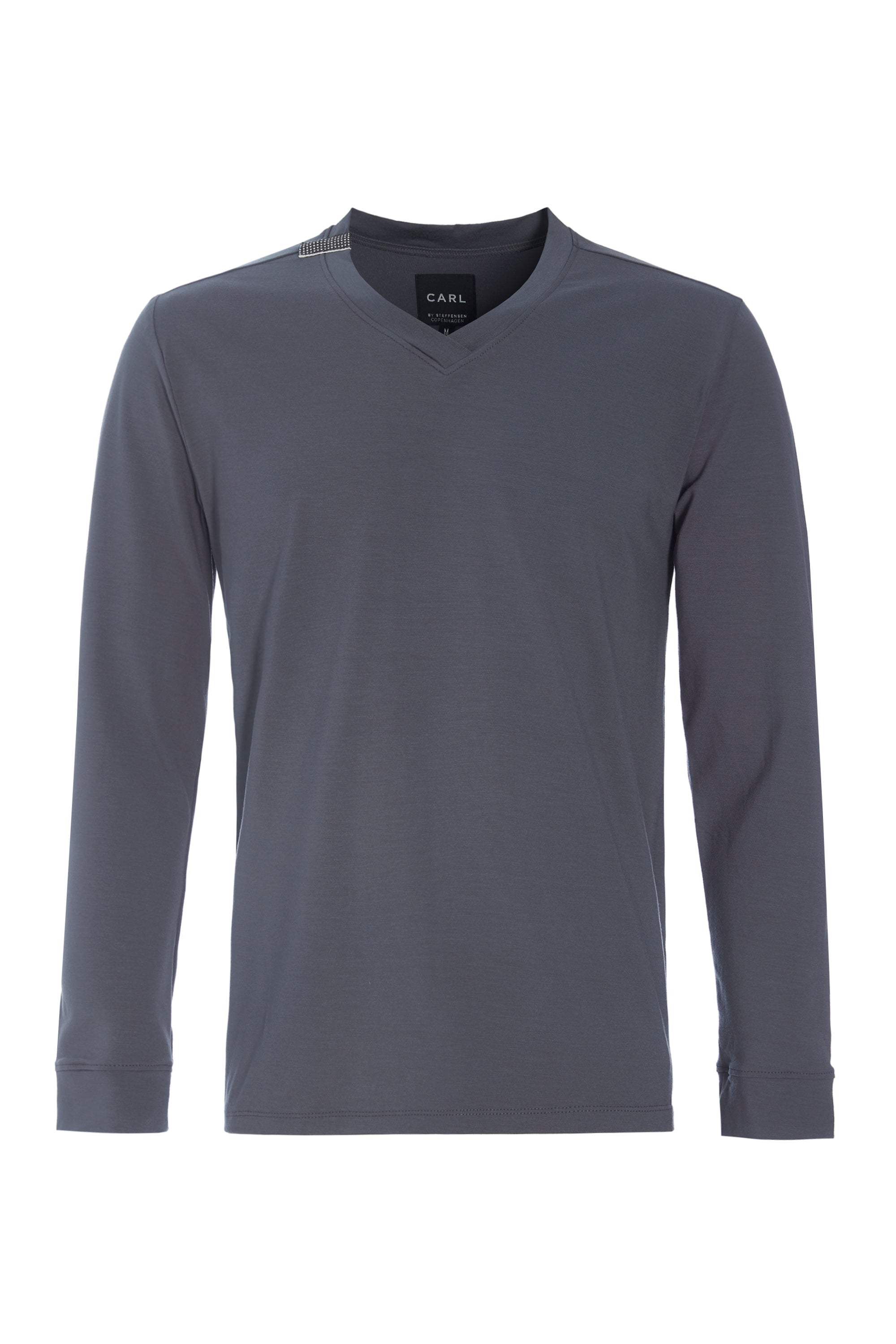 CARL BY STEFFENSEN COPENHAGEN T-SHIRT V-AUSSCHNITT LANGARM - 1021C T-SHIRTS GREY 905