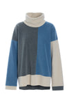 BLOUSE PATCH HIGH NECK - 1419 - DUSTY BLUE/KIT/GREY