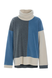 BLOUSE PATCH HIGH NECK - 1419 - DUSTY BLUE/KIT/GREY