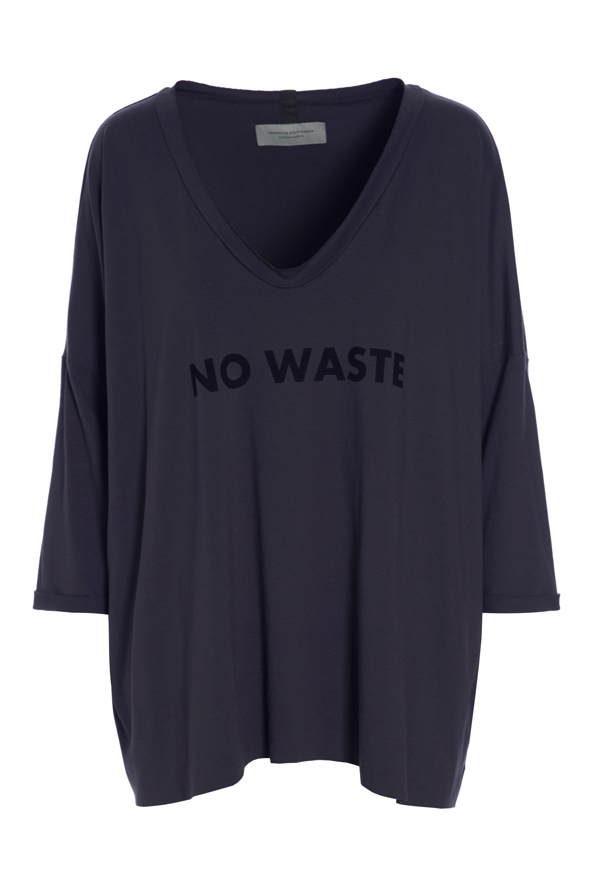 HENRIETTE STEFFENSEN COPENHAGEN BLOUSE V-NECK PRINT - 96055 BLUSER DEEP BLUE 502