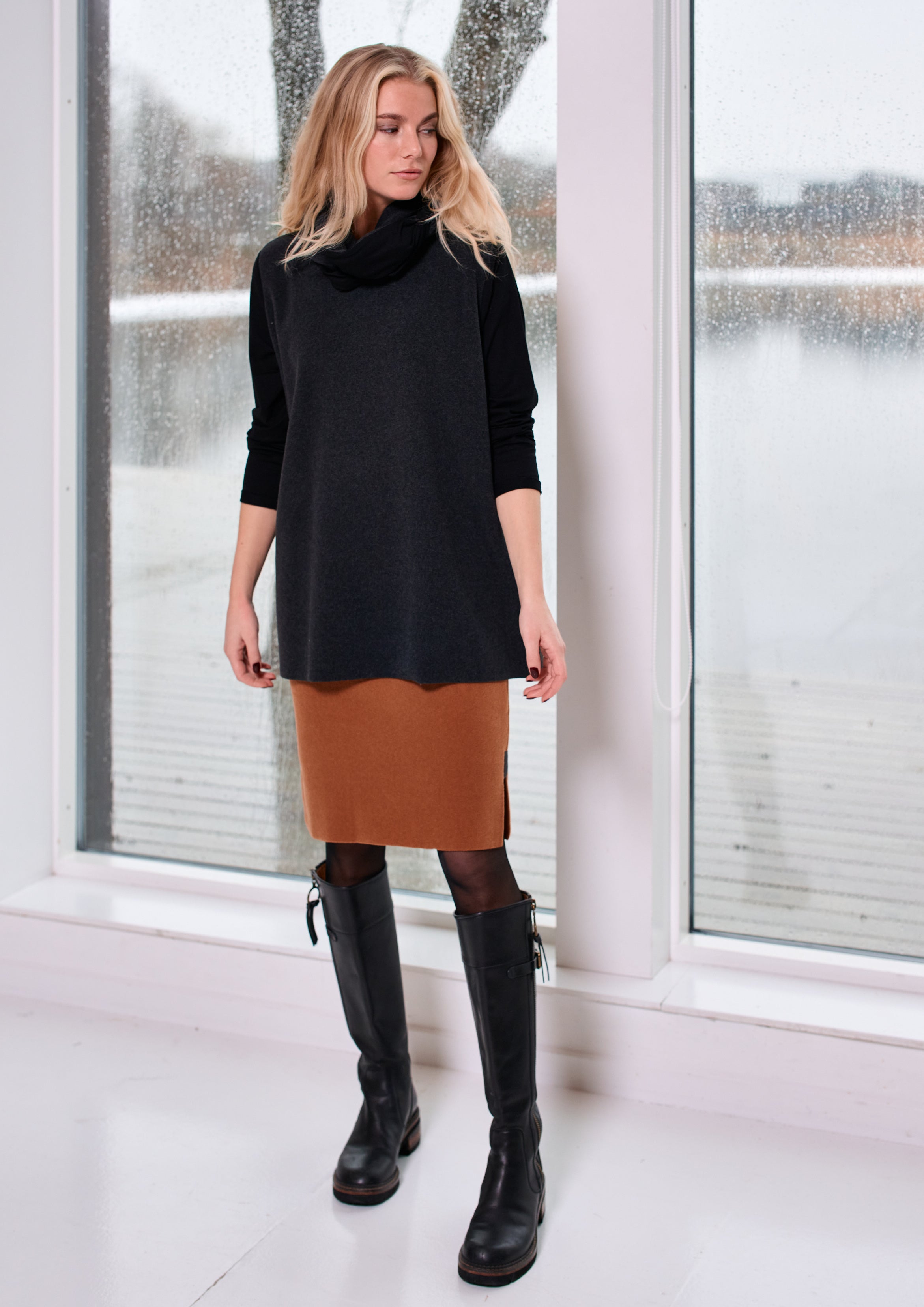 HENRIETTE STEFFENSEN COPENHAGEN BLUSEN MIX - 1375 BLUSER BLACK/SOFT BLACK 923
