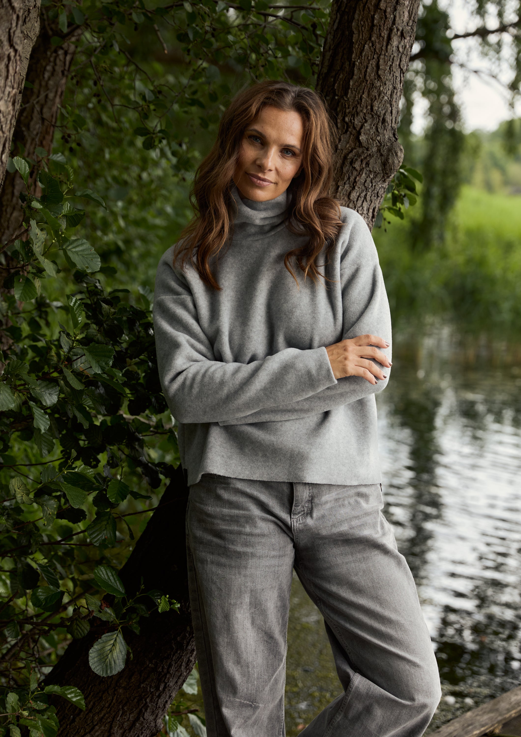 HENRIETTE STEFFENSEN COPENHAGEN BLUSE HOHER KRAGEN - 1360 BLUSER LIGHT GREY 876