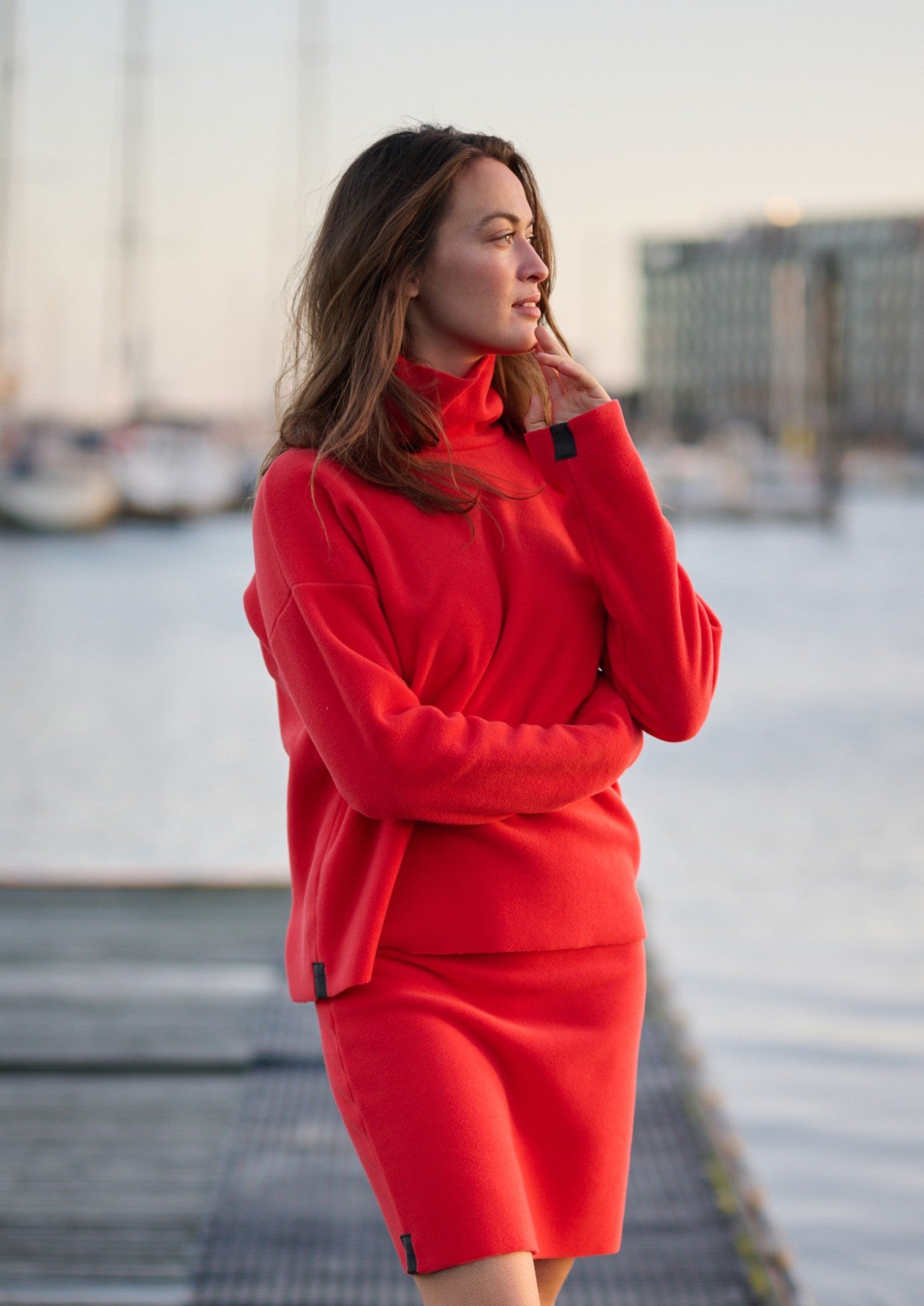 HENRIETTE STEFFENSEN COPENHAGEN BLUSE HOHER KRAGEN - 1360 BLUSER TOMATO 845