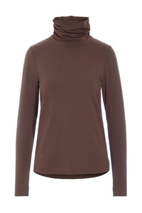 BLUSE HOHER KRAGEN - 96079 - CHOCOLATE