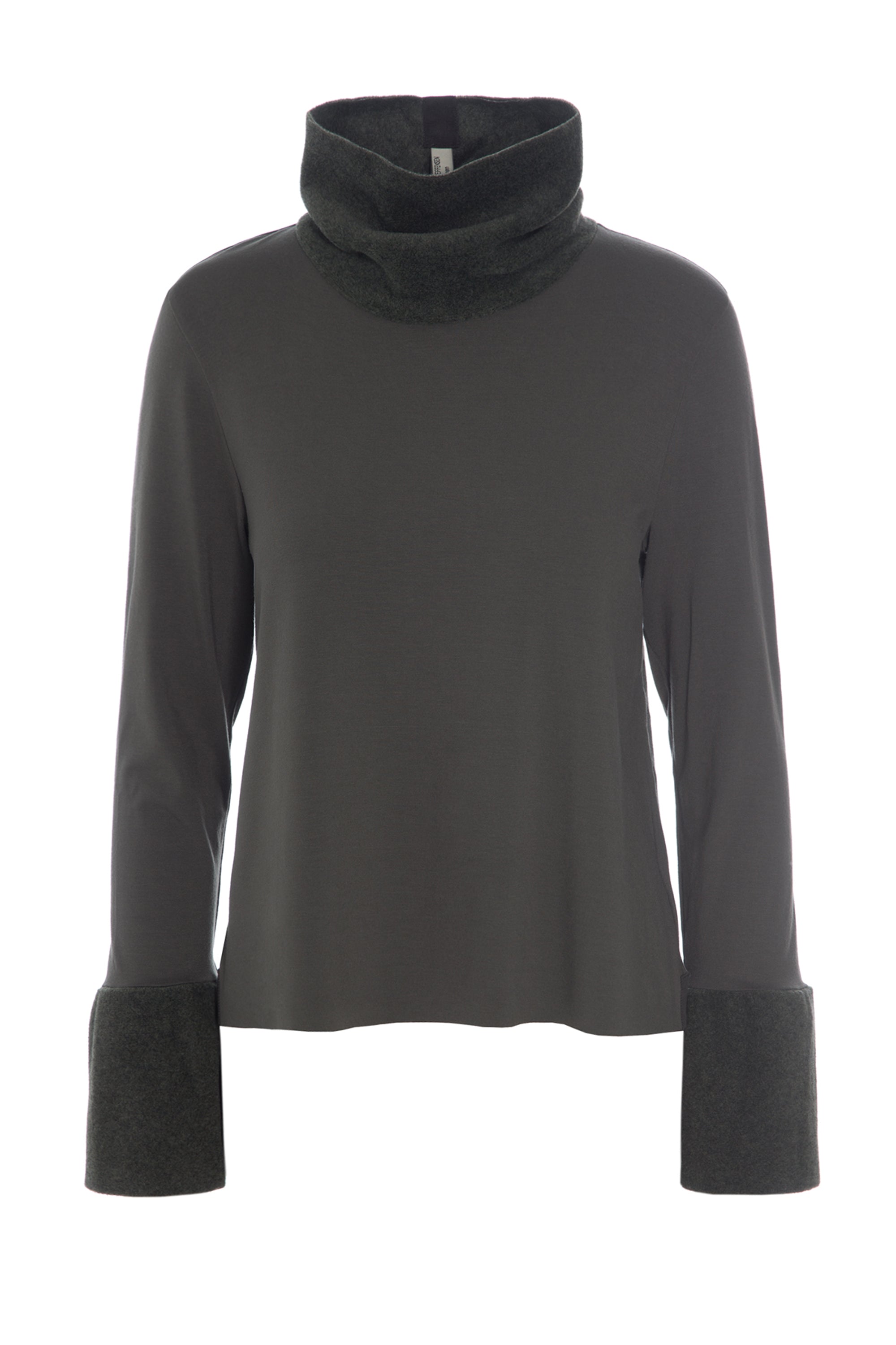HENRIETTE STEFFENSEN COPENHAGEN BLUSE MIT HOHEM AUSSCHNITT - 6037MIX BLUSER BARK/BARK 648