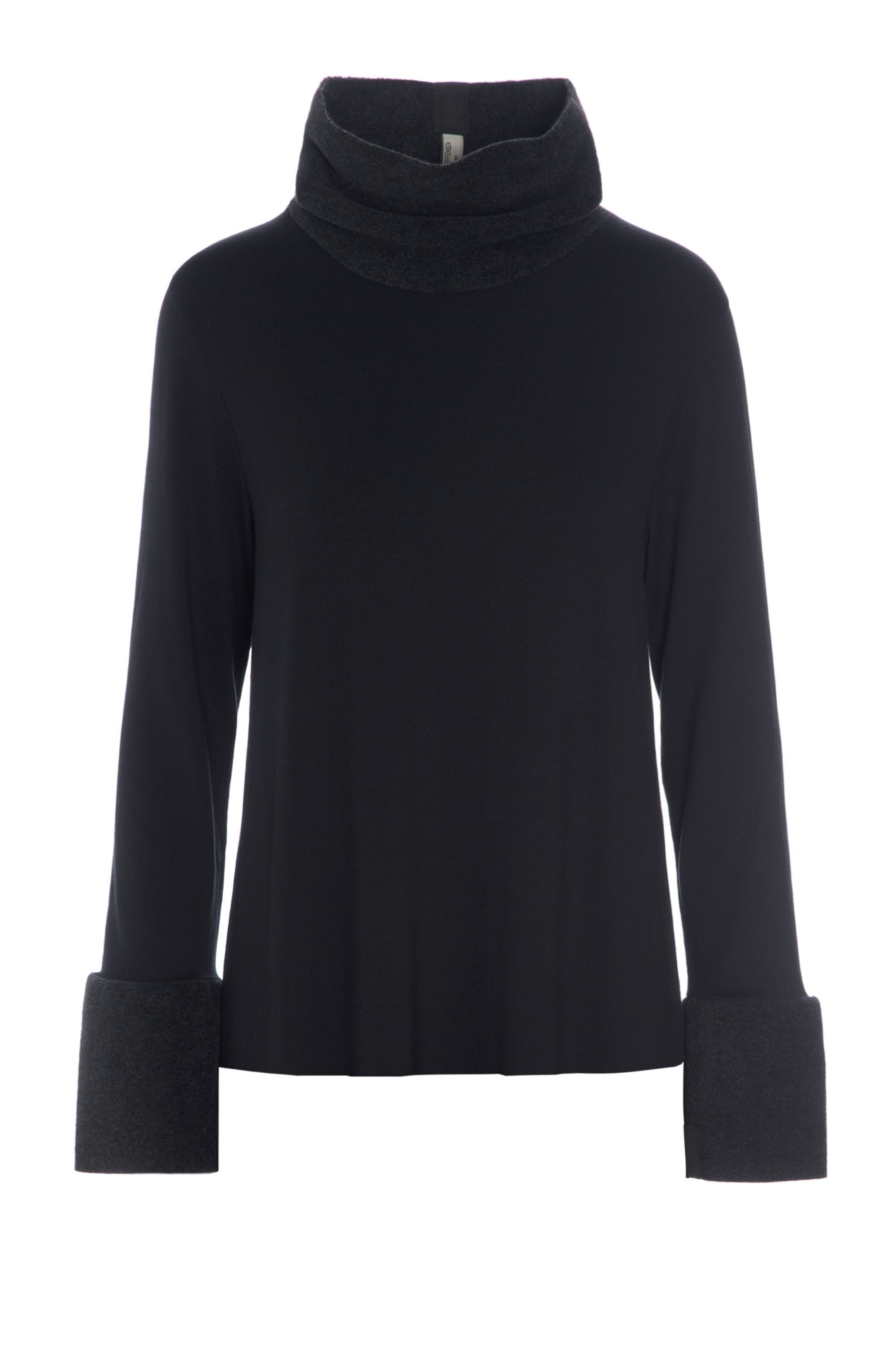 HENRIETTE STEFFENSEN COPENHAGEN BLUSE MIT HOHEM AUSSCHNITT - 6037MIX BLUSER BLACK/SOFT BLACK 923