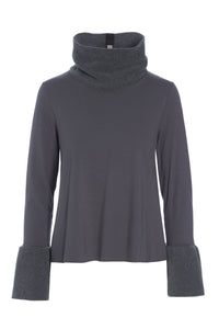 BLUSE MIT HOHEM AUSSCHNITT - 6037MIX - GREY/GREY