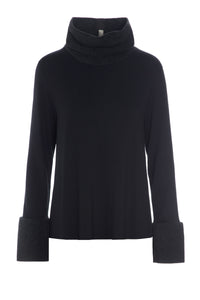 BLUSE MIT HOHEM AUSSCHNITT - 6037MIX - SOFT BLACK/BLACK