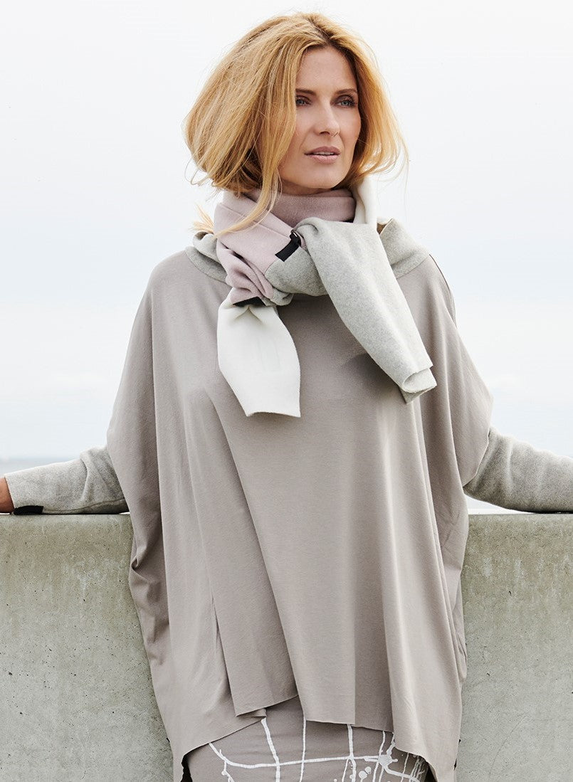 HENRIETTE STEFFENSEN COPENHAGEN BLUSE MIT OFFENEM HALS - 1319MIX  SAND/SAND 812