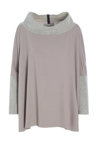 BLUSE MIT OFFENEM HALS - 1319MIX - SAND/SAND