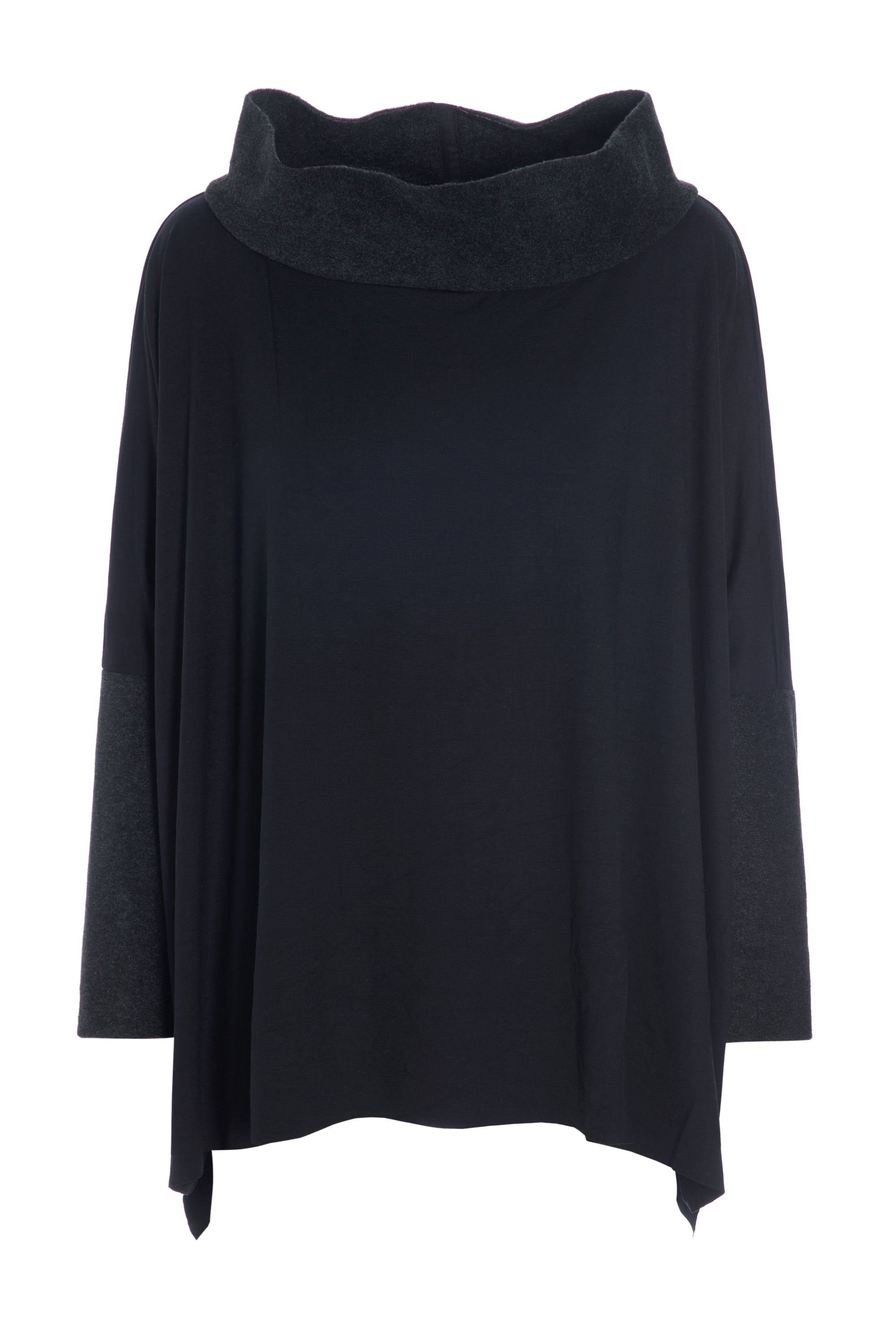 HENRIETTE STEFFENSEN COPENHAGEN BLUSE MIT OFFENEM HALS - 1319MIX  SOFT BLACK/BLACK 915