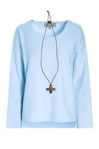 BLUSE MIT RUNDEM HALS - 1355 - BABY BLUE