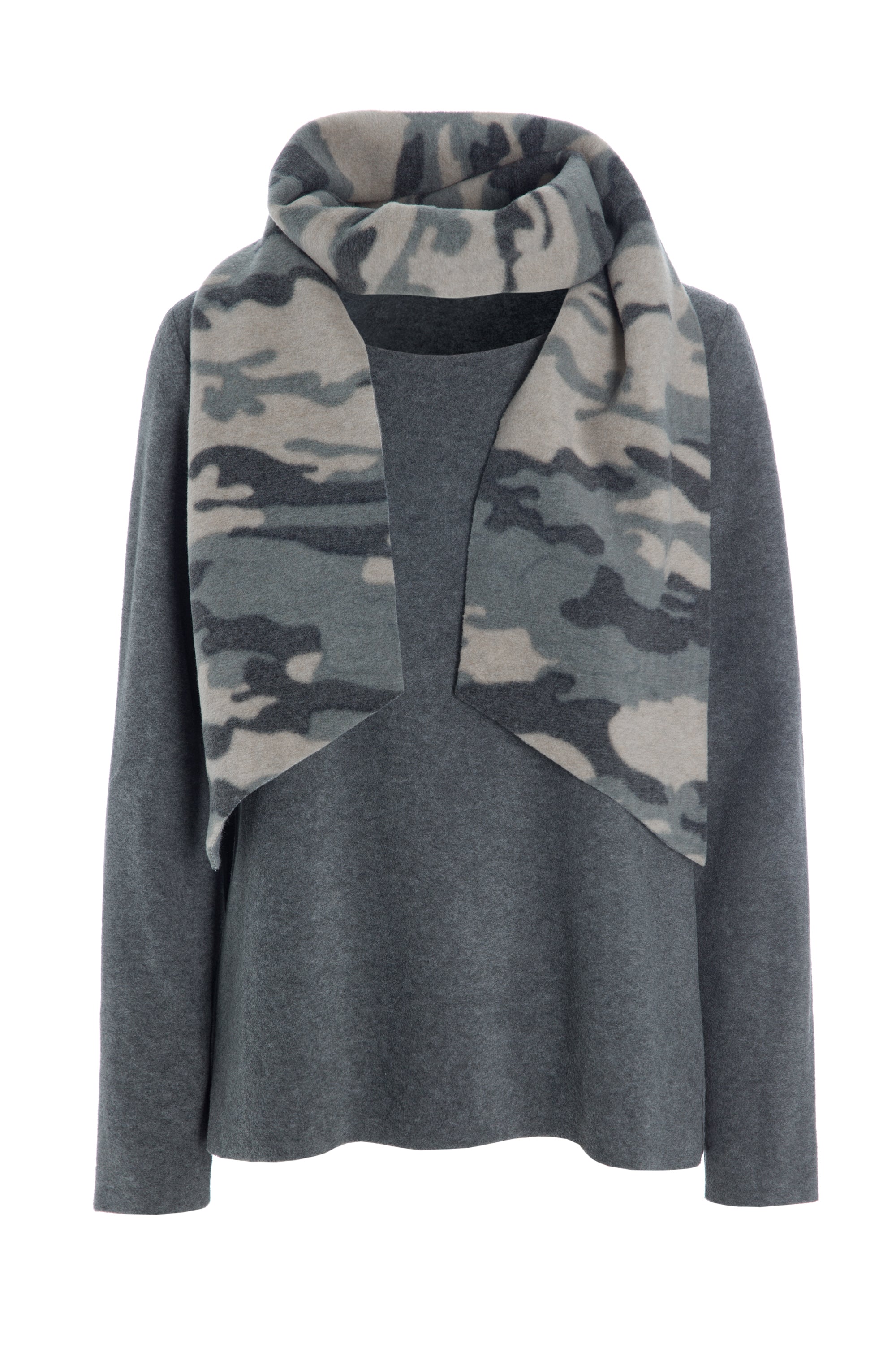 HENRIETTE STEFFENSEN COPENHAGEN BLUSE MIT SCHAL - 1325 BLUSER GREY/CAMUFLAGE 903