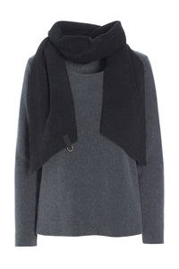 BLUSE MIT SCHAL - 1325 - GREY/SOFT BLACK