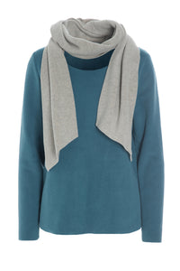 BLUSE MIT SCHAL - 1325 - PETROL/SAND