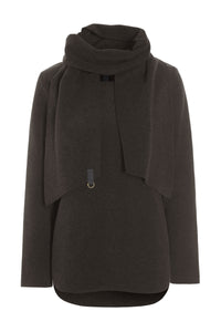 BLUSE MIT SCHAL - 1373 - CHOKOLATE