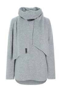 BLUSE MIT SCHAL - 1373 - LIGHT GREY