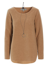 BLUSE MIT SIGANTUR HALSSCHMUCK - 1332 - CAMEL
