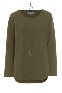 BLUSE MIT SIGANTUR HALSSCHMUCK - 1332 - MOSS