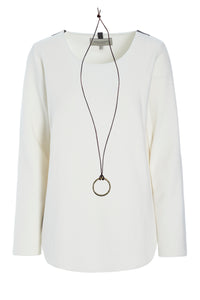 BLUSE MIT SIGANTUR HALSSCHMUCK - 1332 - OFF WHITE