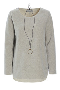 BLUSE MIT SIGANTUR HALSSCHMUCK - 1332 - SAND