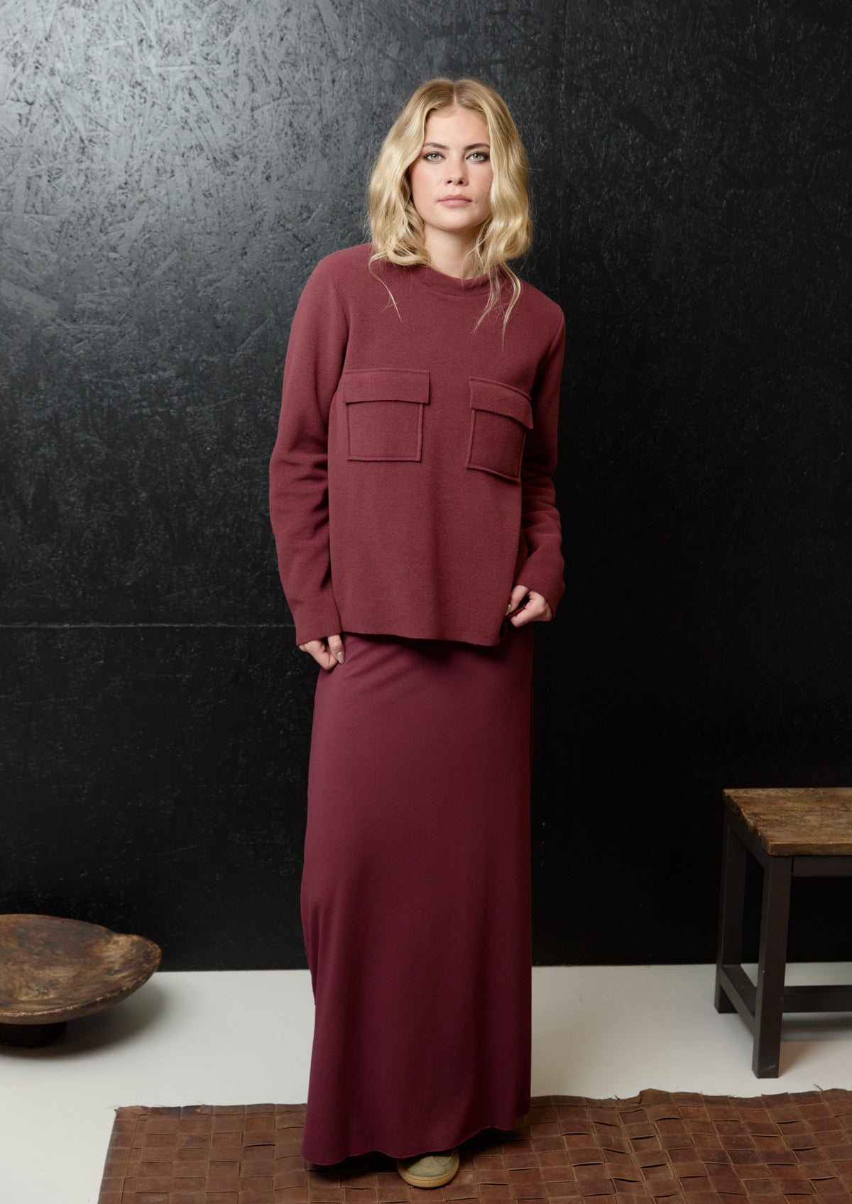 HENRIETTE STEFFENSEN COPENHAGEN BLUSE MIT TASCHEN - 1415 BLUSER BORDEAUX 474